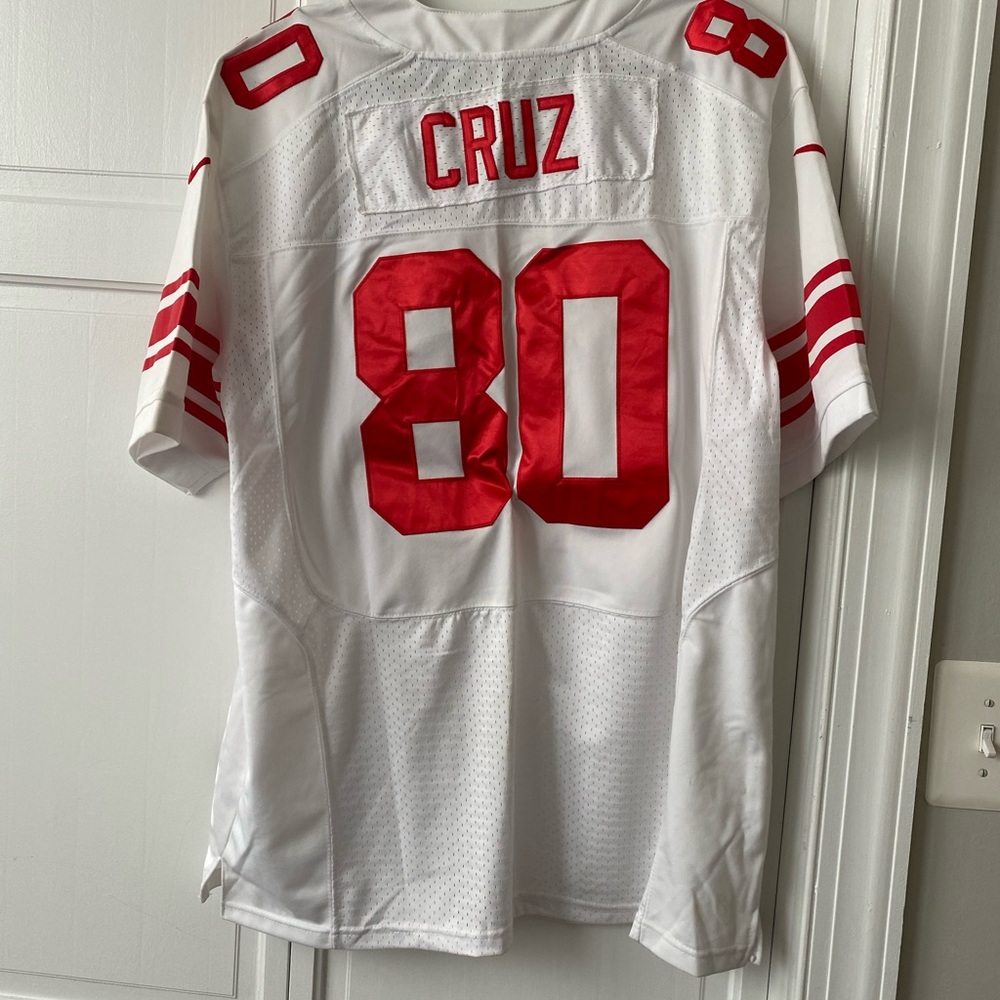 Victor Cruz #80, white away jersey